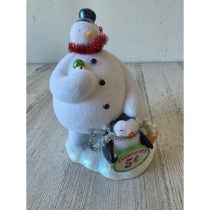 Vintage Cannon falls snowman snow cone penguin statue figurine felt snowballs